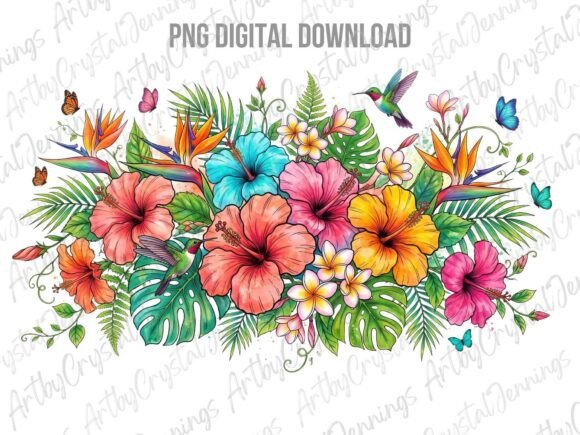 Download Tropical Floral Hibiscus Hummingbird PNG - Hummingbird png Collection