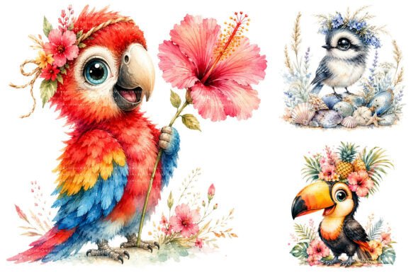 Download Whimsical Tropical Bird Clipart Bundle - Tropical bird Collection