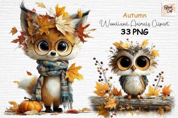 Download Autumn Woodland Animals Clipart Set PNG - Woodland animals Collection