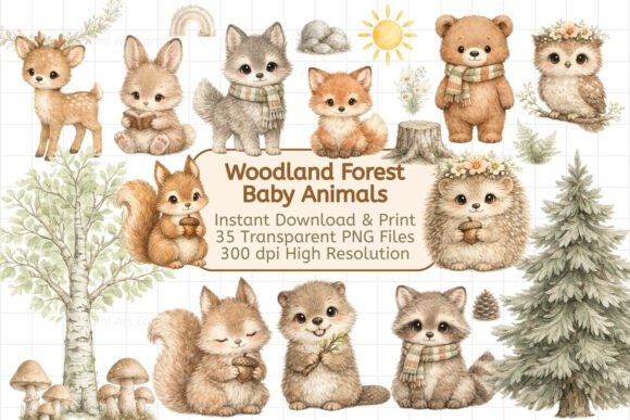 Download 35 Woodland Animals Clipart Bundle - Woodland animals Collection
