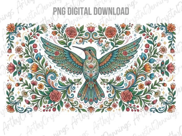 Download Colorful Floral Folk Art Hummingbird PNG - Hummingbird png Collection