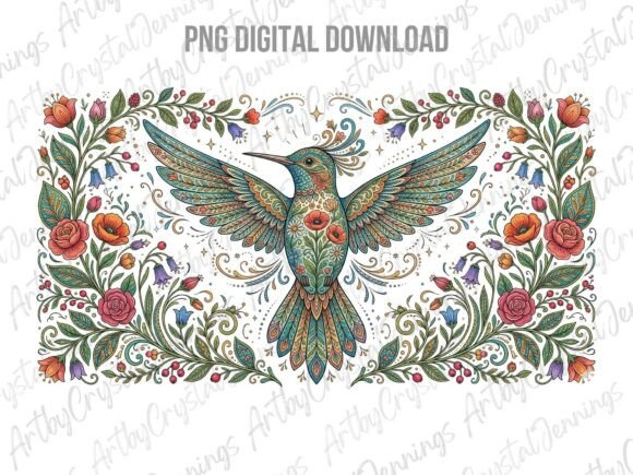 Download Floral Boho Folk Art Hummingbird PNG - Hummingbird png Collection