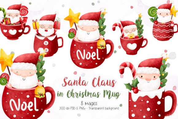 Download Santa Claus in Christmas Mug Clipart - Christmas mug clipart Collection