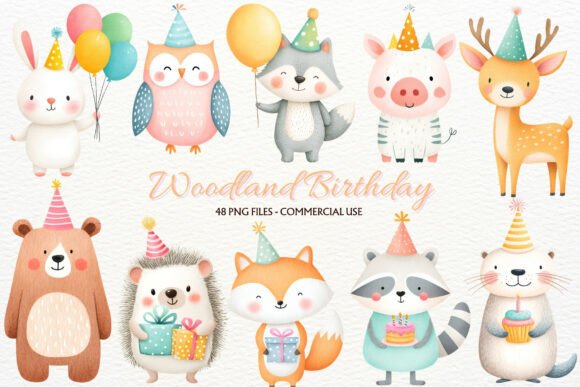 Download Birthday Woodland Animals Clipart PNG - Woodland animals Collection