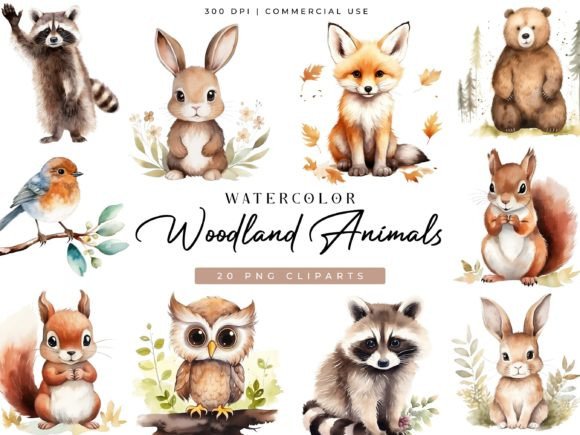 Download Woodland Animals Digital Clipart Bundle - Woodland animals Collection